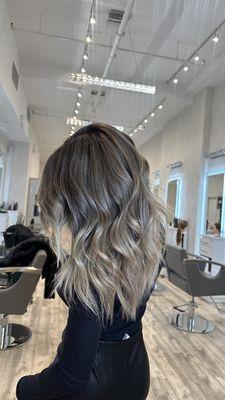 Balayage dark and blonde