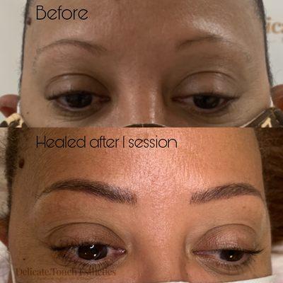 Sample of healed combination eyebrows. It's timeless and natural. Eyebrows should enhance our look but not the statement of our face.