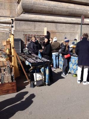 Our booth in Dumbo on a sunny day! Find us under the Manhattan bridge