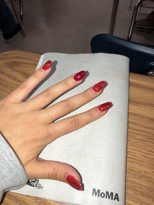 They did my acrylics for prom with red gel polish and I'm loving it !