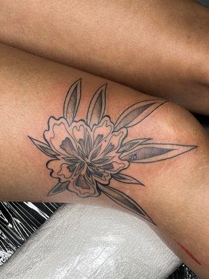 Flower on knee