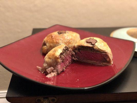 Mini Beef Wellington with black truffles!