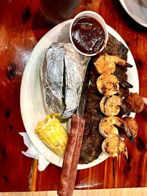 Hickory Smoked Ribs and grilled shrimp