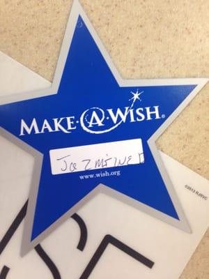 At has make a wish stars! A dollar donation gets a Star on their wall!