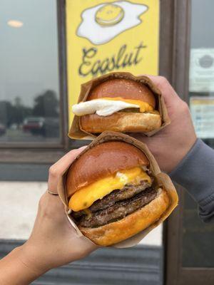 sausage egg & cheese and double cheeseburger