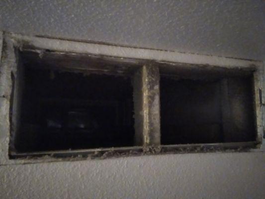 Dirty moldy inside air vents.