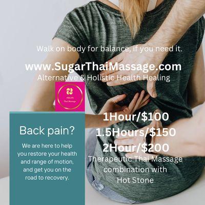 Holiday open Chronic pain Office syndrome #neck #back #shoulder #lowerback #body #foot SUGAR Thai Massage Policy book online 24/7 #Deals