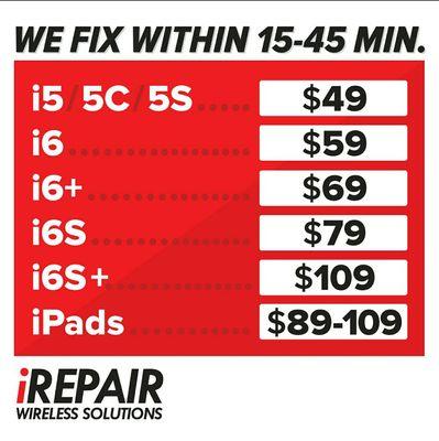 Iphone screen repair prices