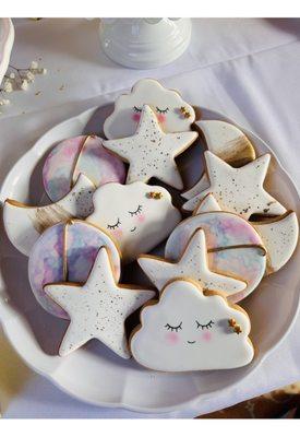 Adorable little star, moon, planet and cloud cookies!