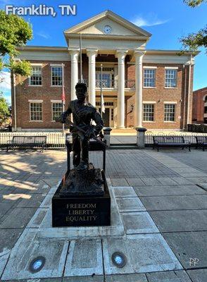 Statue that stands on the historic square honoring the enslaved men enlisted in the U.S. Colored Troops, a segregated part of the Union Army