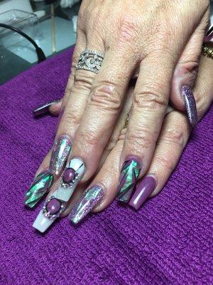 Amazing nails by Estes nail tech student who graduated mani prog Jan 2018.