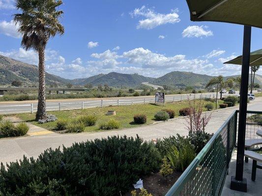 View from Nessy Burger onto the road and freeway.