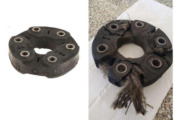 New driveshaft damper (left) vs. Customer's driveshaft damper (right)