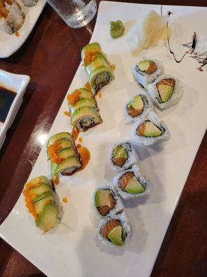 Dragon Roll and Salmon Avocado Roll