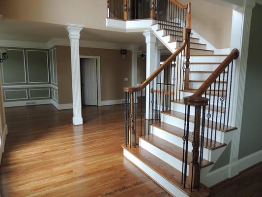 Hardwood floor refinishing service. Picture from a recent job we did in a large home in Lilburn Ga...