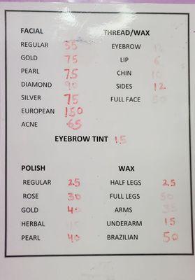 Salinas beauty salon updated price list