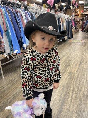 Even this girl was super excited about the large selection of kids western wear!