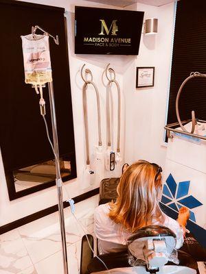 One of our patients receiving a Vitamindrip IV vitamin infusion in our office. We are a certified Vitamindrip provider.