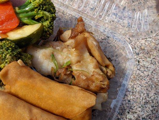 Ginger steamed fish and egg rolls