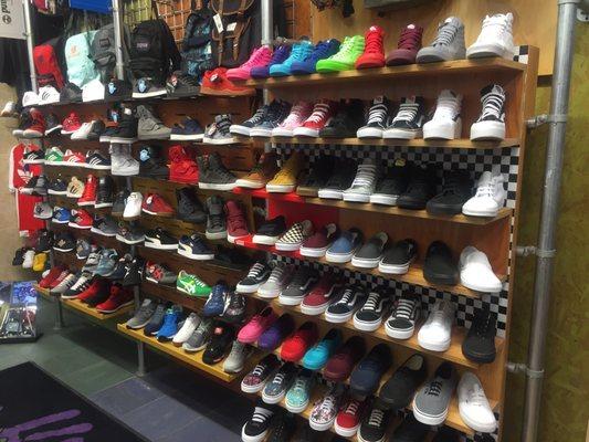 Lots of different brands and colors of shoes!