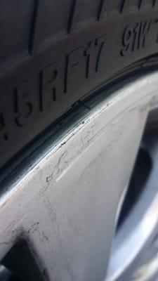 radial scratch made by during Costco tire replacement