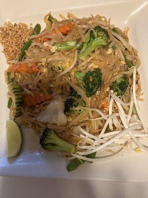 Pad Thai with vegetables. Delicious!  Generous serving, enough for my lunch tomorrow.