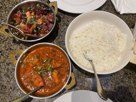 Goat Bhutuwa (top) & Chicken Curry (bottom)