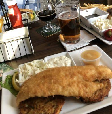 Friday night haddock,  homemade coleslaw, applesauce