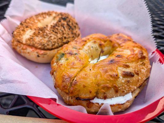 bagels with spread