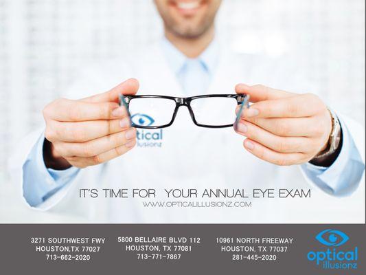 Call us Today For your Eye Exam! at (281)445-2020