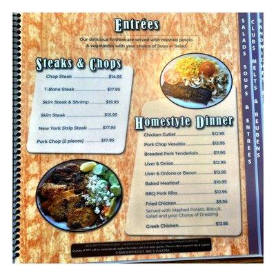 Entrees.Menu. Bialy's Cafe.Evergreen Park, IL. Old Fashion Family Diner. w/ Mexican Twist.  Breakfast/Lunch Nice Service Good Food. Cool!