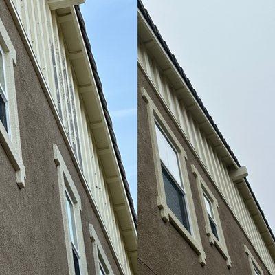 Before and after wood trim exterior painting