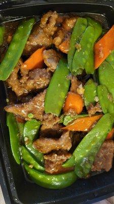 Beef and snow peas, very good