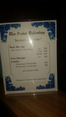 Rates and services