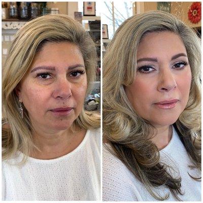 Bridal Glam before and after