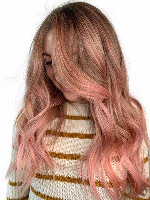 Baby pink balayage by Athena