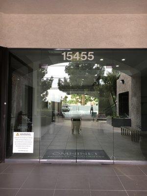 Front Glass Doors Outside of Building of Mission Hills Branch