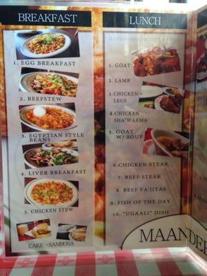 Menu has pictures but no price list.