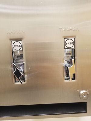 Free menstrual products in ladies room