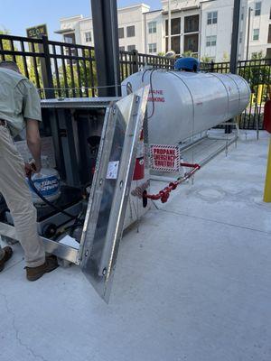 Propane tank for filling your gas grill canisters.