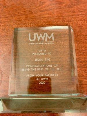 Top 1% Producer 2020 UWM