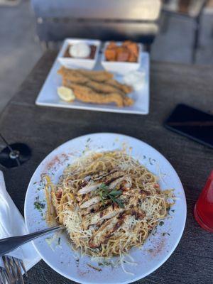 Fried Catfish Blackend Chicken Pasta Yams Red Beans & Rice