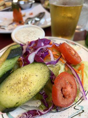 House salad with blue cheese dressing