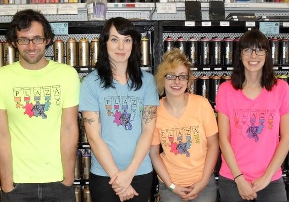 Our colorful staff in custom tees.