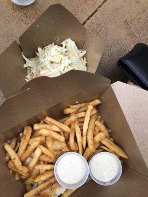 Coleslaw, fries, and ranch. So good!