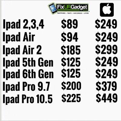 We've lowered prices on all of our iPad screens!