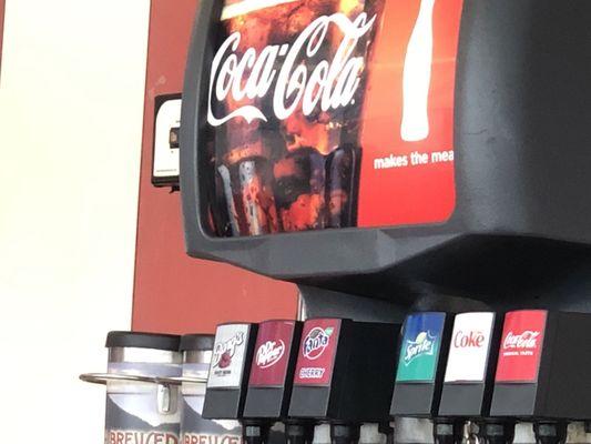 The fountain has Coke products including Fanta Cherry so you can make a Cherry Coke.