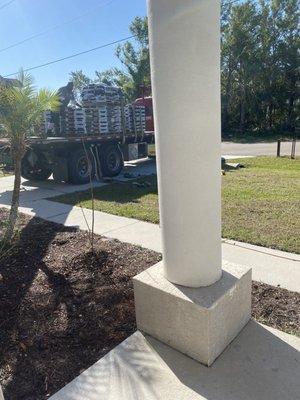 The truck deleting materials 3/21 the day before construction begins (today 3/22)