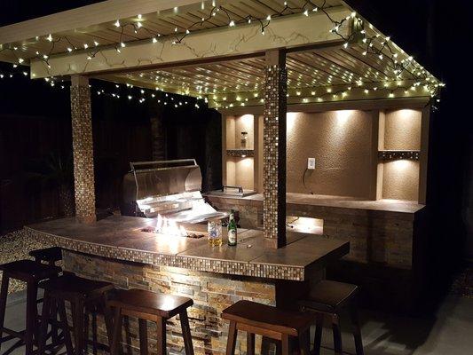 We have had our BBQ entertainment unit for just over a year and are still loving it!  We added a few things like lights and a TV.