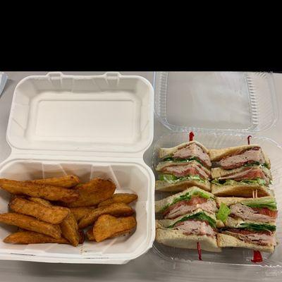 Fries (friend stole some) and a turkey club